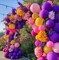 Pink Yellow Balloon Arch - Double Stuffed Hot Pink Purple Balloons Different Size Latex Magenta Balloon Garland